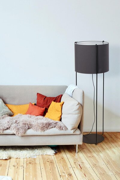 DRUM černá/šedá stojací lampa - FARO