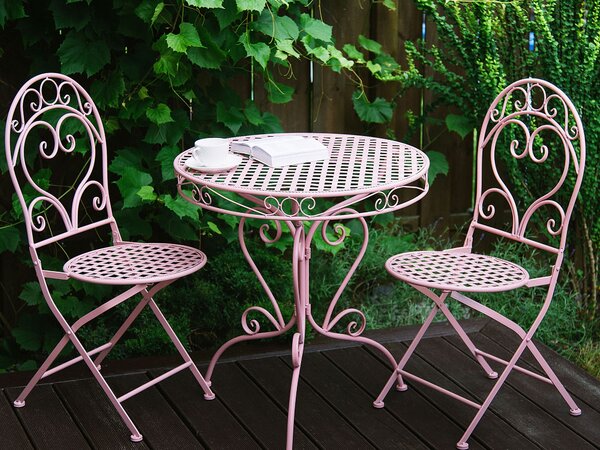 Bistro stolek ALBINIA 70 cm 70 cm Kov Růžová