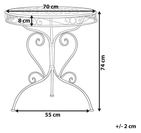 Bistro stolek ALBINIA 70 cm 70 cm Kov Růžová