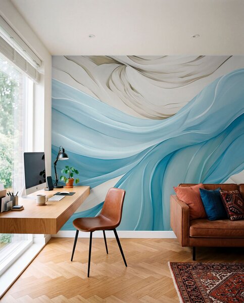 Fototapety Vlnící se modrá látka, Fototapety abstraktní, w05152v1 : uwalls.cz