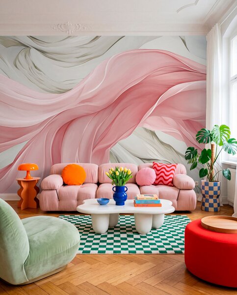 Fototapety Vlnící se růžová látka, Fototapety abstraktní, w05152v2 : uwalls.cz