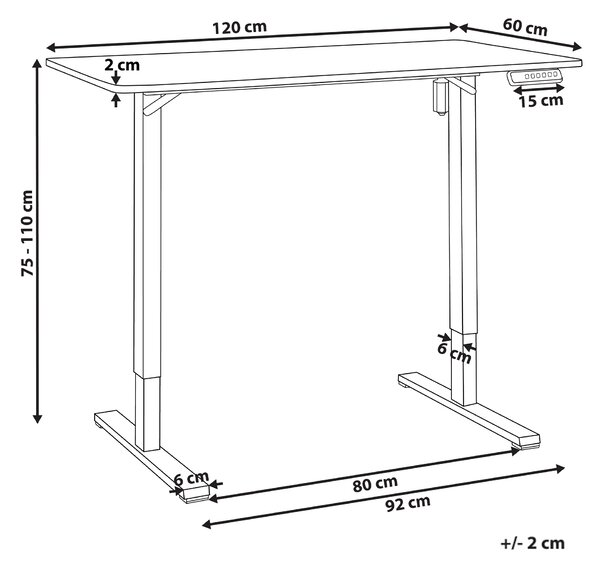 Elektricky výškově nastavitelný pracovní stůl TAVARES Světle hnědá/Bílá 120 cm 60 cm