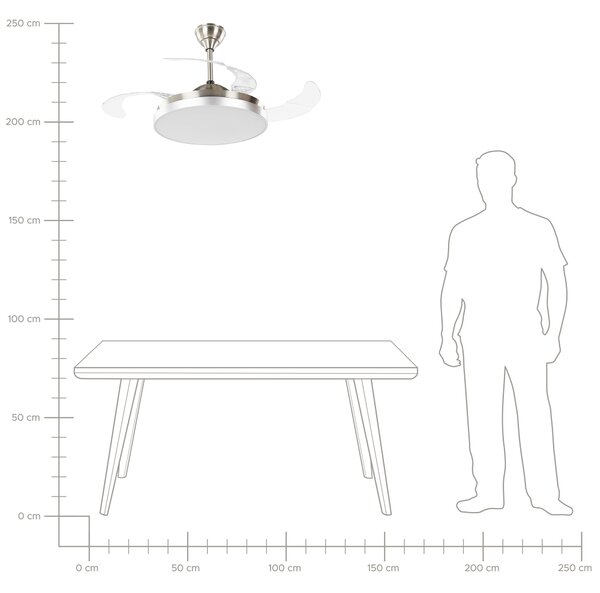 Stropní ventilátor se světlem IBAR s dálkovým ovládáním LED Průhledná