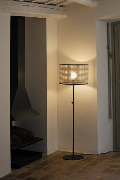 MAMBO černá/ratan stojací lampa - FARO