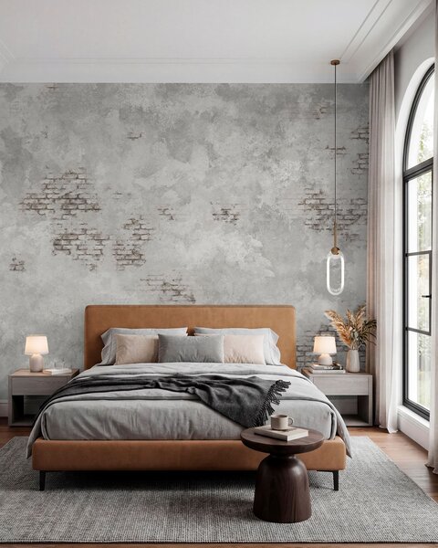 Fototapety Textura omítky ve stylu grunge s fragmenty obnažených cihel, Fototapety Průmyslový styl, w05161 : uwalls.cz