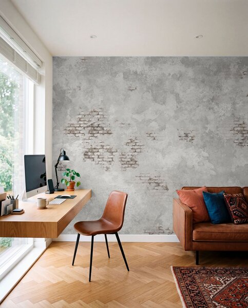 Fototapety Textura omítky ve stylu grunge s fragmenty obnažených cihel, Fototapety Průmyslový styl, w05161 : uwalls.cz