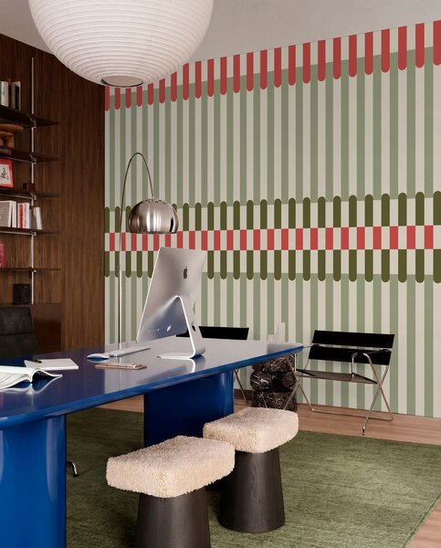 Fototapety Pruhovaný vzor v odstínech zelené a korálové, Fototapety geometrie, w05150v4 : uwalls.cz