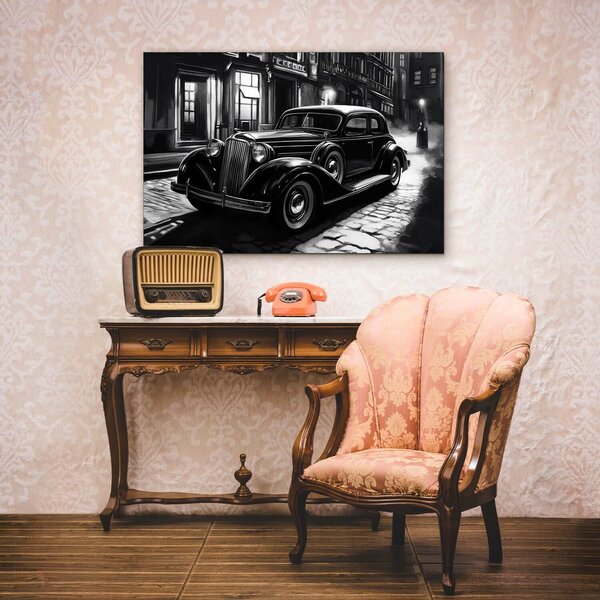 DUBLEZ | Černobílý obraz - Retro auto | UV tisk, Premium