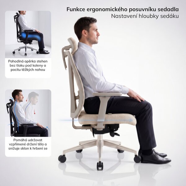 Ergonomická kancelářská židle světle béžová VECTOR