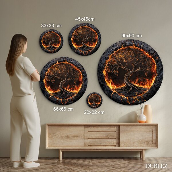DUBLEZ | Dřevěný strom života na stěnu - Volcanic | UV tisk, Premium