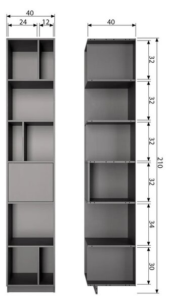 Černá modulární knihovna z borovicového dřeva 40x210 cm Finca – WOOOD