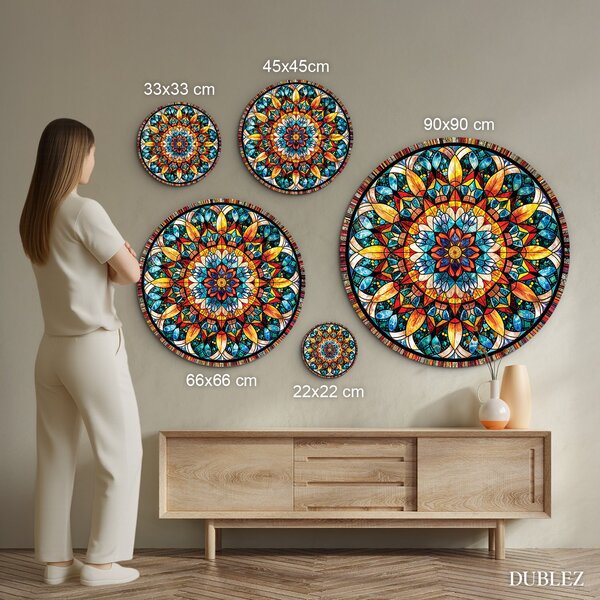 DUBLEZ | Barevná mandala na stěnu - Kaleidoskop | UV tisk, Premium
