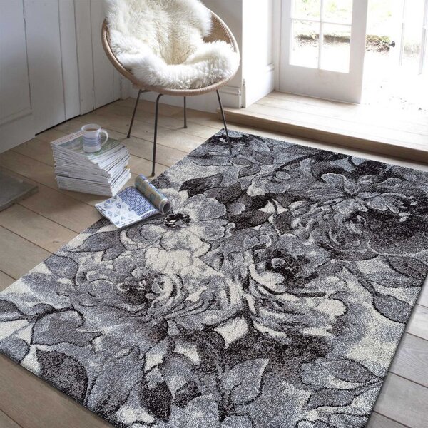 Makro Abra Moderní kusový koberec Panamero 16 Květy šedý Rozměr: 60x100 cm
