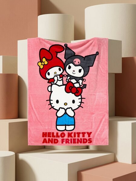 Sinsay - Deka s potiskem Hello Kitty - pastelová růžová