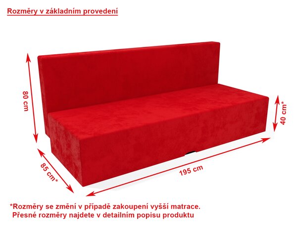 Rozkládací pohovka Katarina červená molitanová
