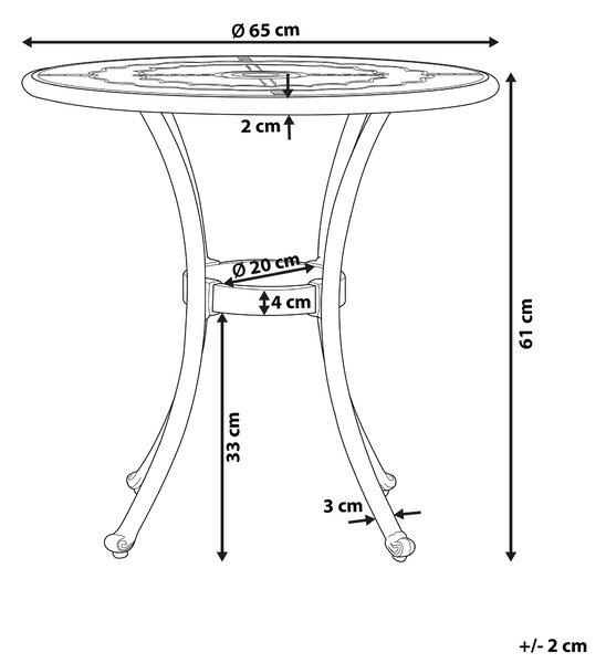 Bistro stolek BOVINO 65 cm 65 cm Kov Tmavě hnědá
