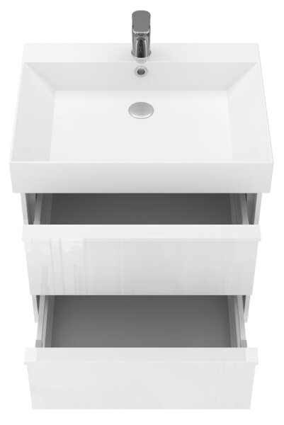 Lavedo Quadra White 60 koupelnová skříňka s umyvadlem, lesk