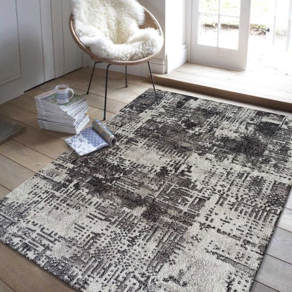 Makro Abra Moderní kusový koberec Panamero 18 Abstraktní šedý béžový Rozměr: 80x150 cm