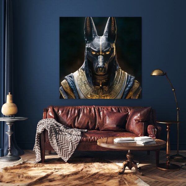 DUBLEZ | Dřevěný obraz - egyptský bůh Anubis | UV tisk, Premium