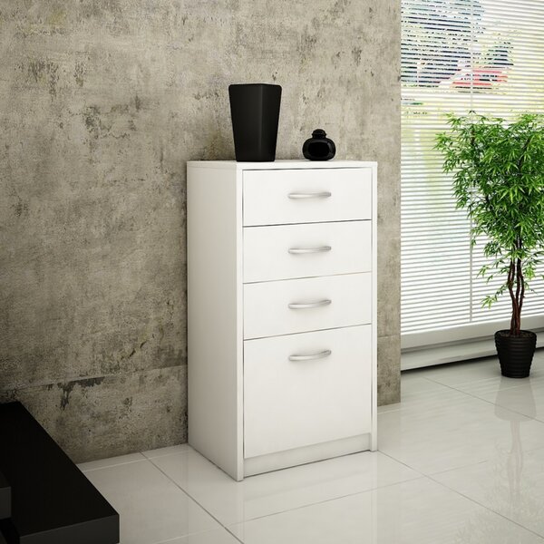 Komoda se 4 zásuvkami s matným povrchem, komoda íka 45 cm devná skíka komoda píborník highboard bílá