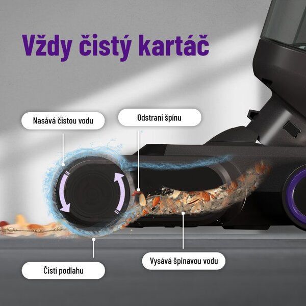 Bezdrátový tyčový vysavač na mokré a suché vysávání, Noaton AVC220 Wet and dry