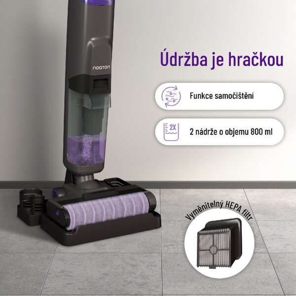 Bezdrátový tyčový vysavač na mokré a suché vysávání, Noaton AVC220 Wet and dry
