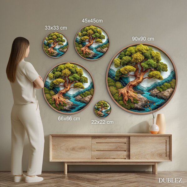 DUBLEZ | Strom života na stěnu - Bonsai | UV tisk, Premium