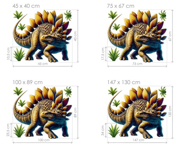 Stegosaurus textilní přelepitelná samolepka na zeď arch 147 x 130 cm