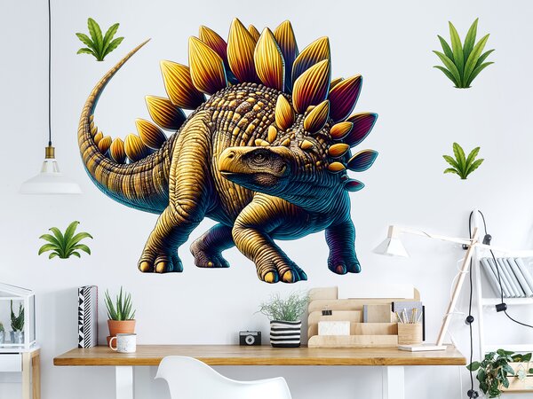 Stegosaurus textilní přelepitelná samolepka na zeď arch 147 x 130 cm