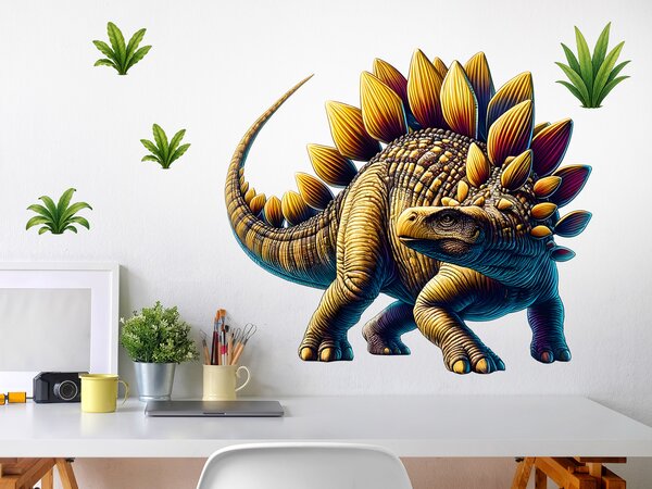 Stegosaurus textilní přelepitelná samolepka na zeď arch 147 x 130 cm