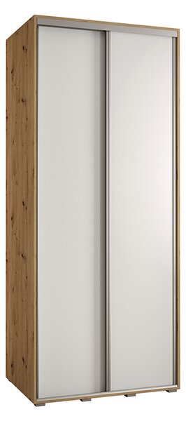 Šatní skříň s posuvnými dveřmi DAVOS 100cm | DUB Artisan / bílá / stříbrné
