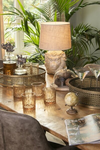 Béžová stolní lampa s hlavou lva - Ø 30*49 cm E27/max 1*60W - Clayre & Eef