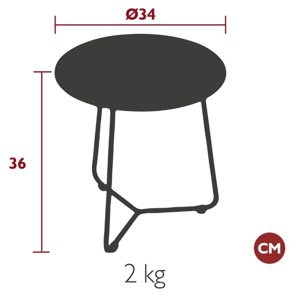 Muškátově šedý kovový odkládací stolek Fermob Cocotte 34 cm