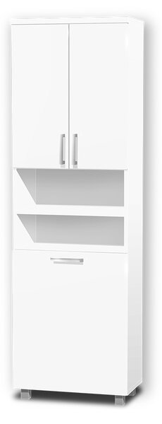 Vysoká koupelnová skříňka s košem K16 barva skříňky: bílá 113, barva dvířek: bílá lamino