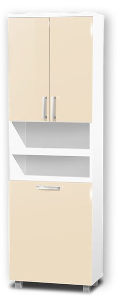 Vysoká koupelnová skříňka s košem K16 barva skříňky: bílá 113, barva dvířek: jasmín lesk