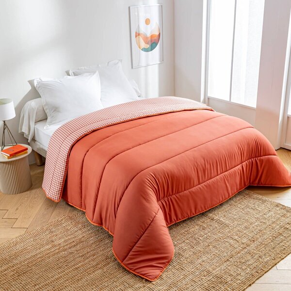 Přikrývka s kostkovaným vichy vzorem, z mikrovlákna 400g/m2 tomatová 140x200 cm