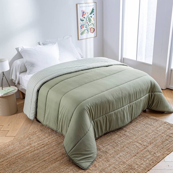 Přikrývka s kostkovaným vichy vzorem, z mikrovlákna 400g/m2 khaki 140x200 cm