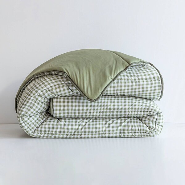 Přikrývka s kostkovaným vichy vzorem, z mikrovlákna 400g/m2 khaki 140x200 cm