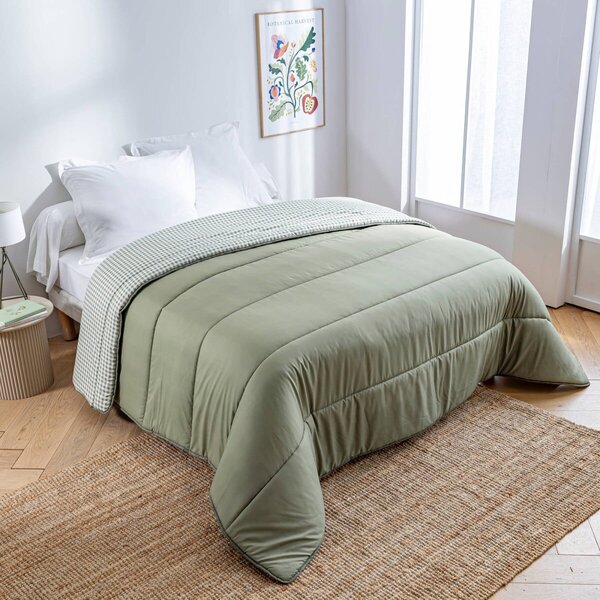 Přikrývka s kostkovaným vichy vzorem, z mikrovlákna 200g/m2 khaki 200x200 cm