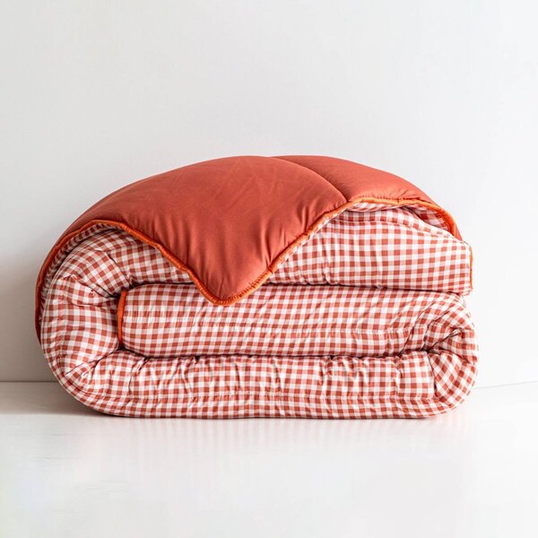 Přikrývka s kostkovaným vichy vzorem, z mikrovlákna 400g/m2 tomatová 140x200 cm