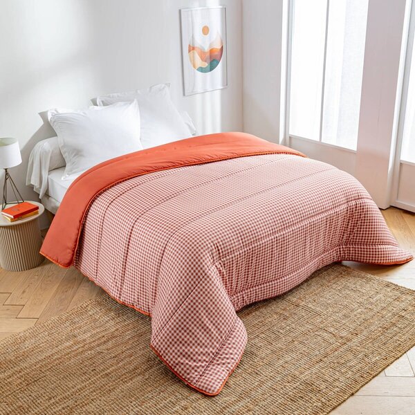 Přikrývka s kostkovaným vichy vzorem, z mikrovlákna 400g/m2 tomatová 140x200 cm