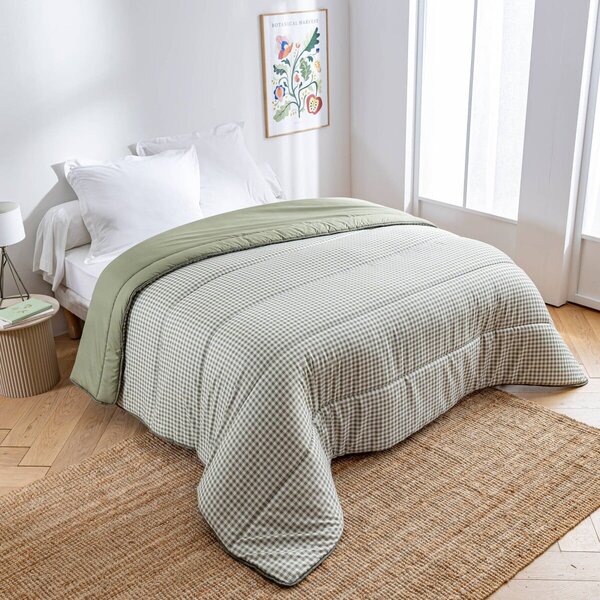 Přikrývka s kostkovaným vichy vzorem, z mikrovlákna 200g/m2 khaki 200x200 cm