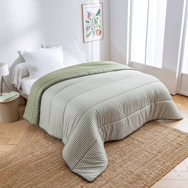 Přikrývka s kostkovaným vichy vzorem, z mikrovlákna 400g/m2 khaki 140x200 cm