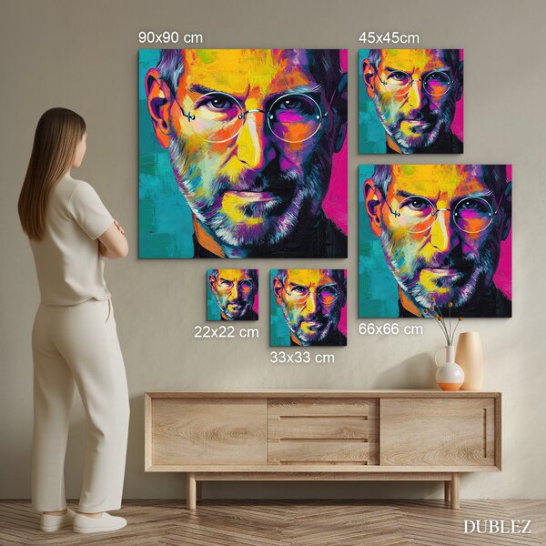 DUBLEZ | Barevný pop-art portrét na zeď - Steve Jobs | UV tisk, Premium
