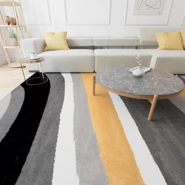 Makro Abra Kusový koberec moderní MAYA Z895A žlutý šedý Rozměr: 80x150 cm