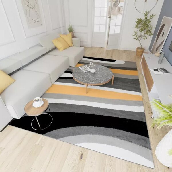 Makro Abra Kusový koberec moderní MAYA Z895A žlutý šedý Rozměr: 80x150 cm