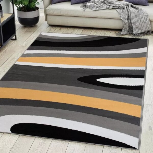 Makro Abra Kusový koberec moderní MAYA Z895A žlutý šedý Rozměr: 80x150 cm