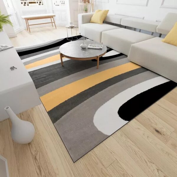 Makro Abra Kusový koberec moderní MAYA Z895A žlutý šedý Rozměr: 80x150 cm