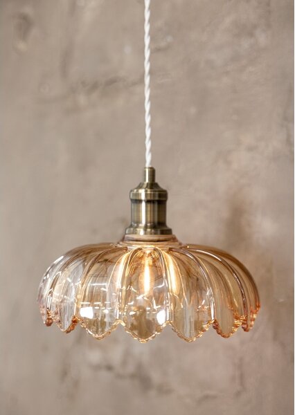 Markslöjd 108858 - Lustr na lanku KURAGE 1xE27/40W/230V mosaz/kouřová béžová