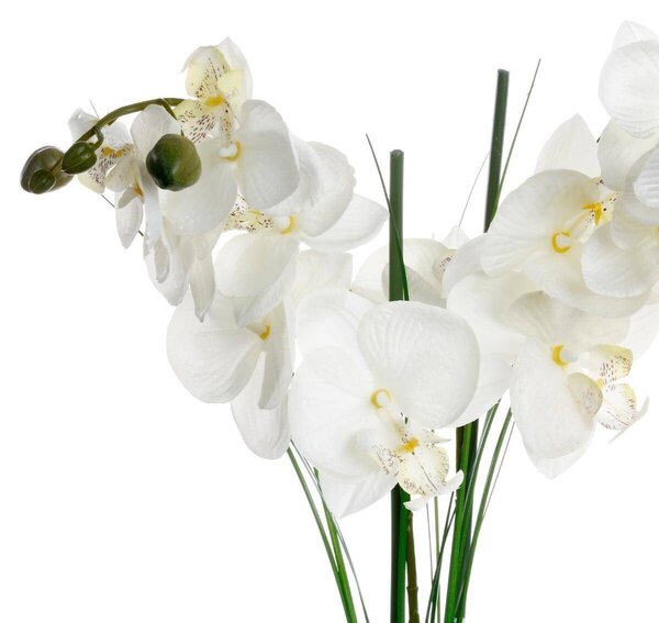 Umělá orchidej v černém květináči, bílá orchidej, výš, 53 cm